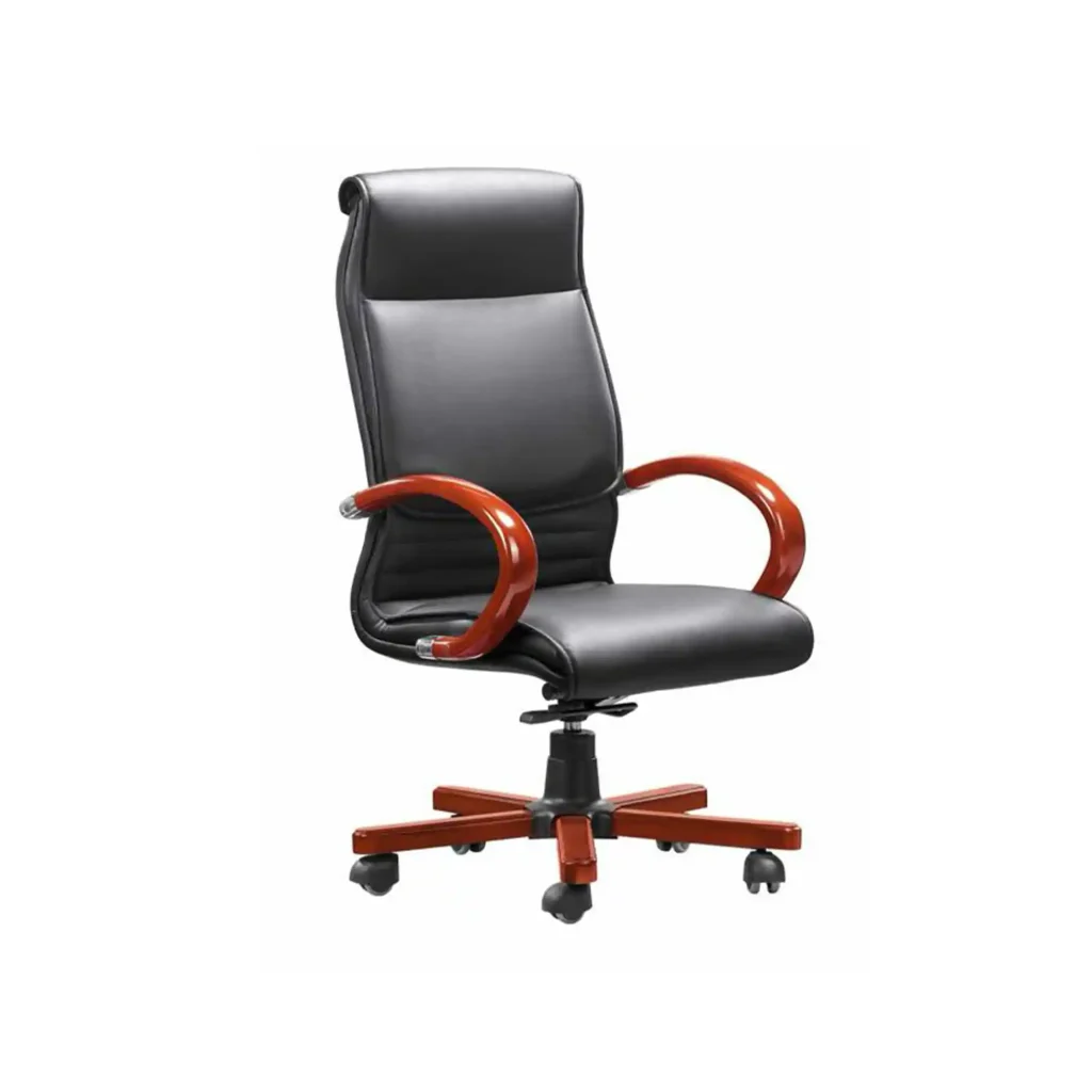 Executive Chair - High Back - Leather With Mahogany