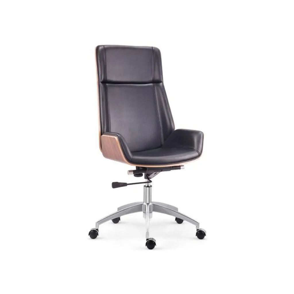 Nouvelle Walnut Office Chair - High Back - PU leather