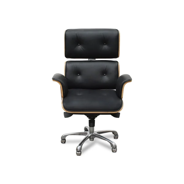 Walnut Office Chair - Mid Back - PU leather