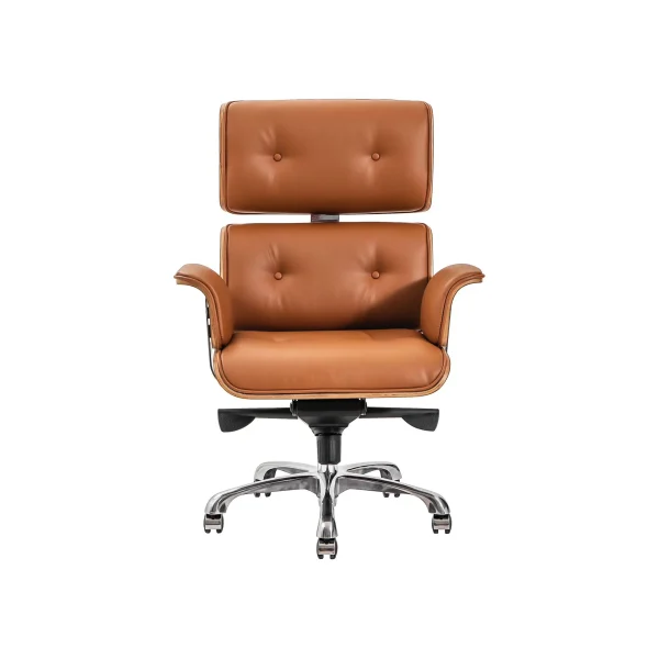 Walnut Office Chair - Mid Back - PU leather