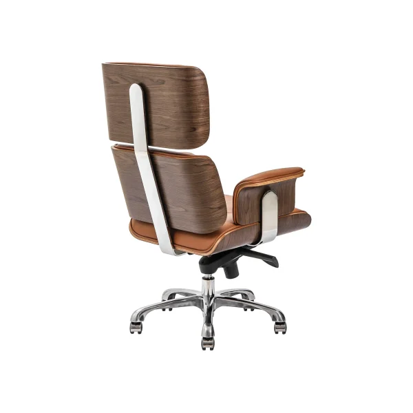 Walnut Office Chair - Mid Back - PU leather